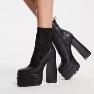 ASOS DESIGN Endgame high-heeled platform chelsea boots in black